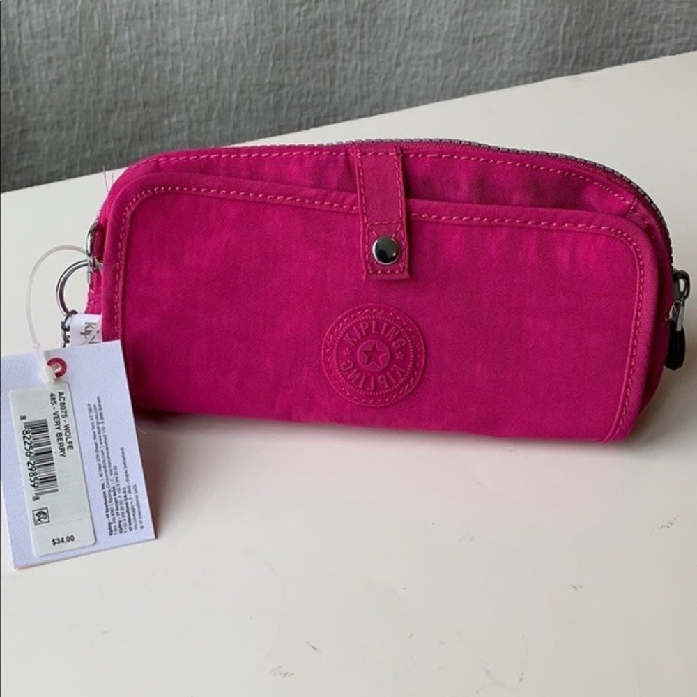 Kipling Wolfe pencil case pink